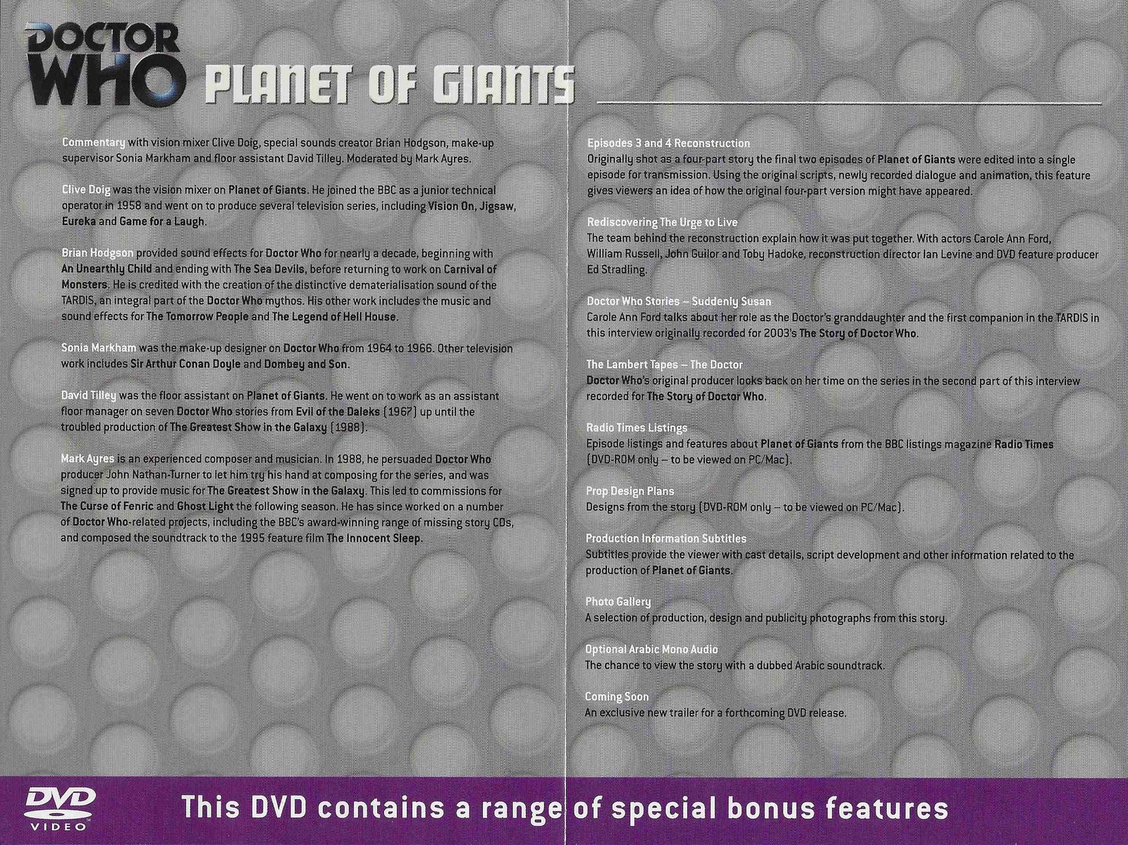 Inserts from BBCDVD 3479